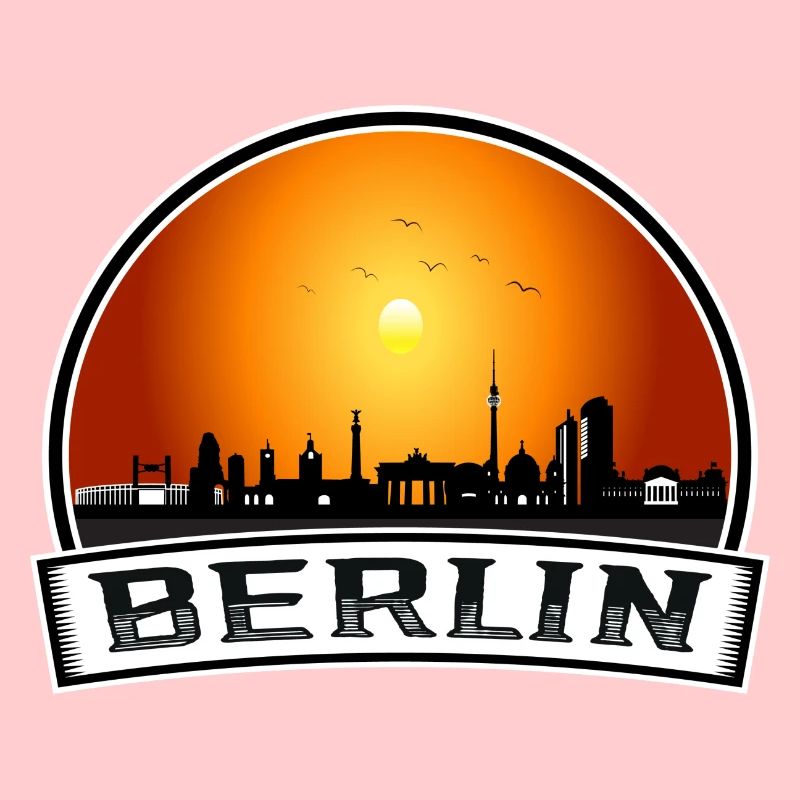 Berlin Skyline Retro Sun lettrage