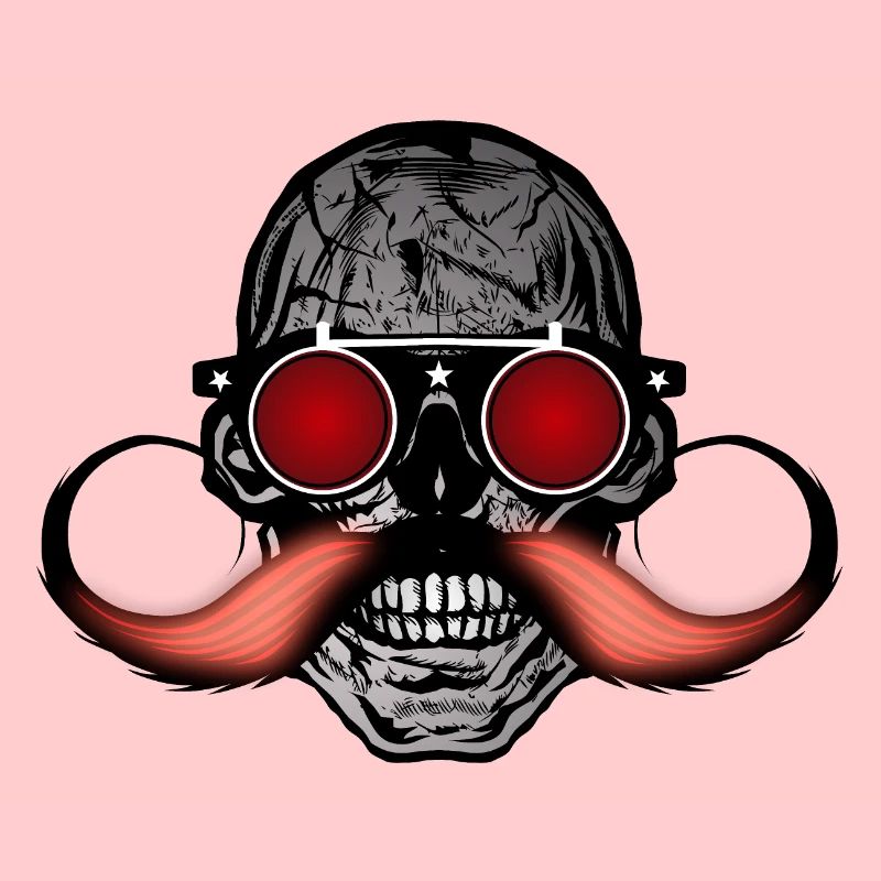 Todeskopf Hipster Schädel Schnurrbart Schnurrbart