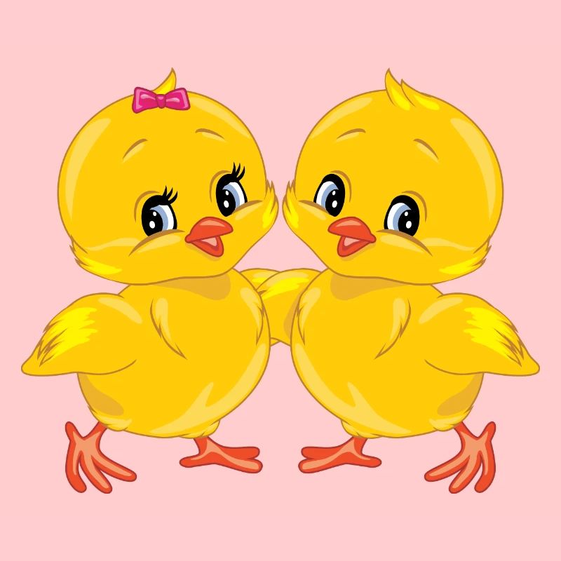 Two cute smiling chicks