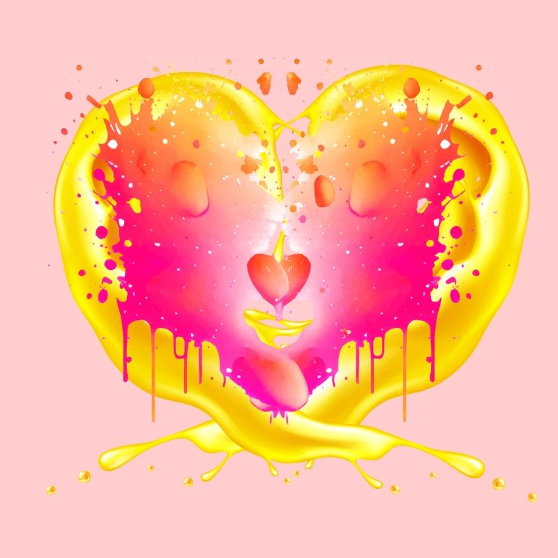 Heart behind flames