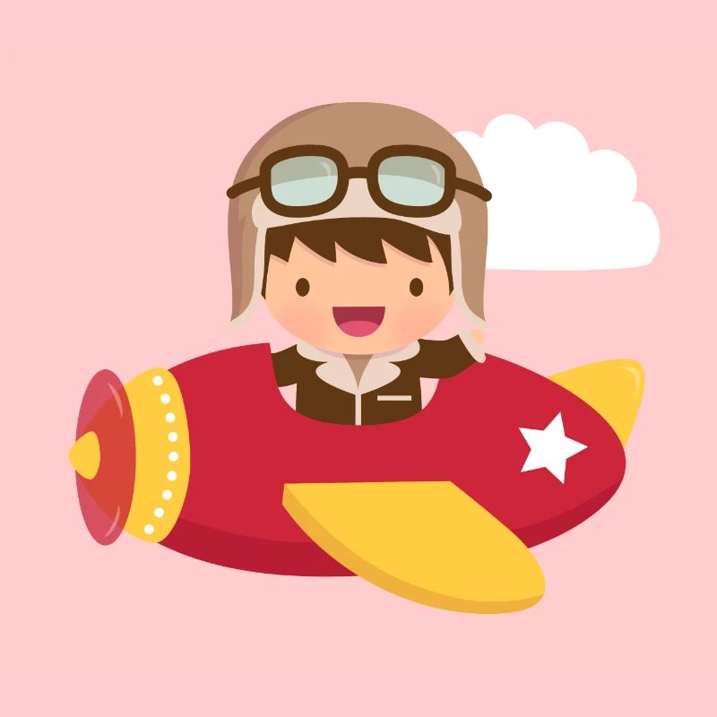 Cute Aviator Pilot Boy in Flying Plane