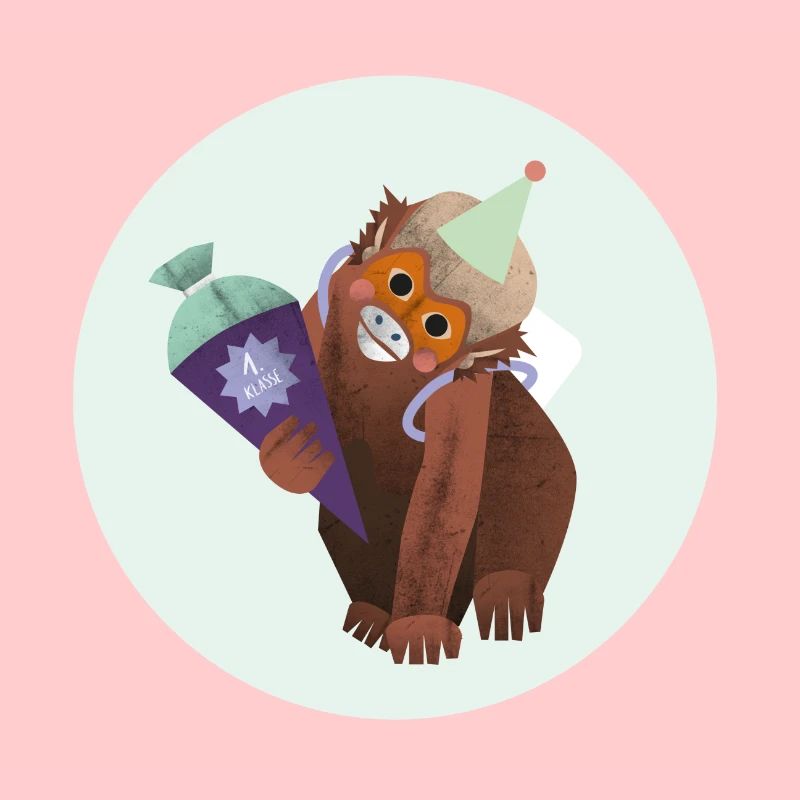 Singe avec cône d’école