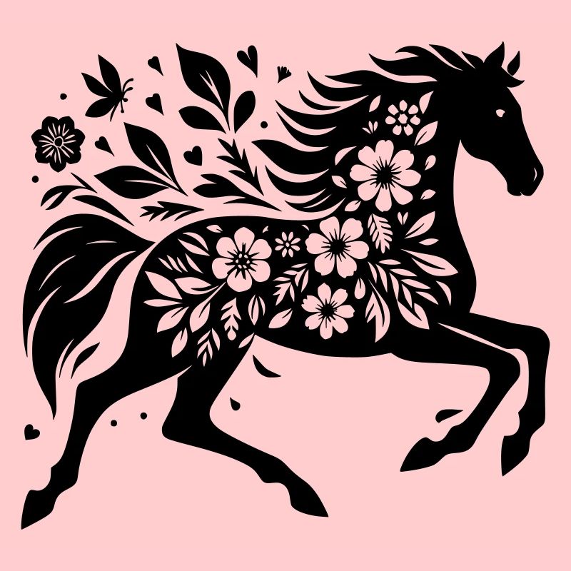 Pferdesilhouette Blumen