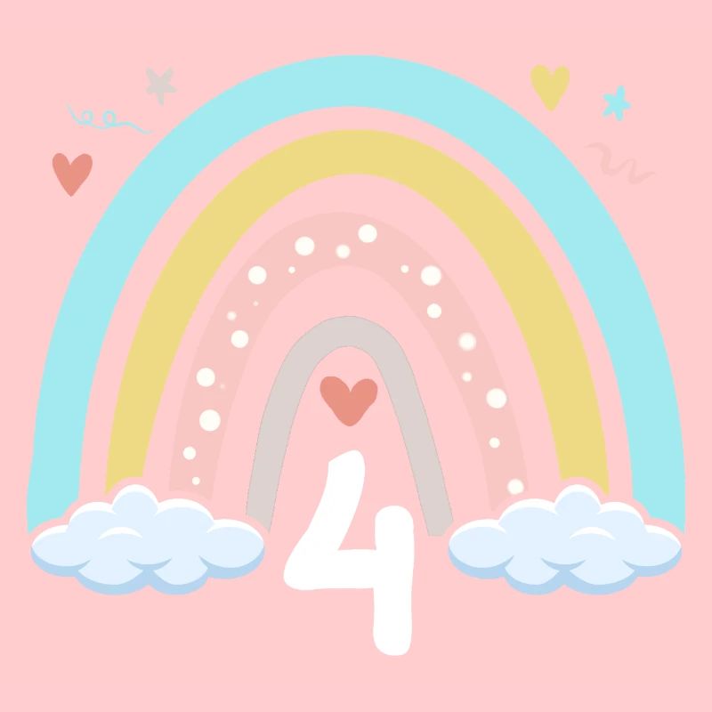 4. Geburtstag Mädchen Regenbogen Boho