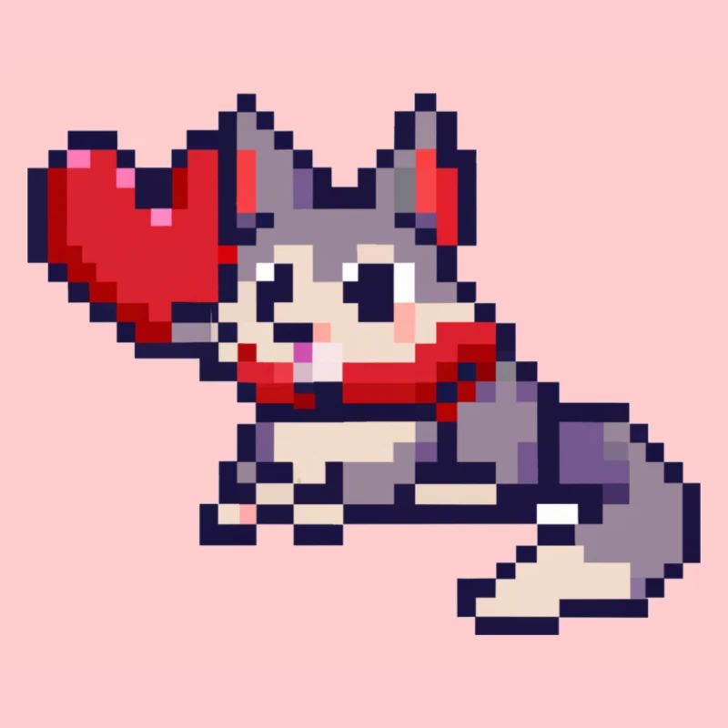 Pixelart Gatto con cuore