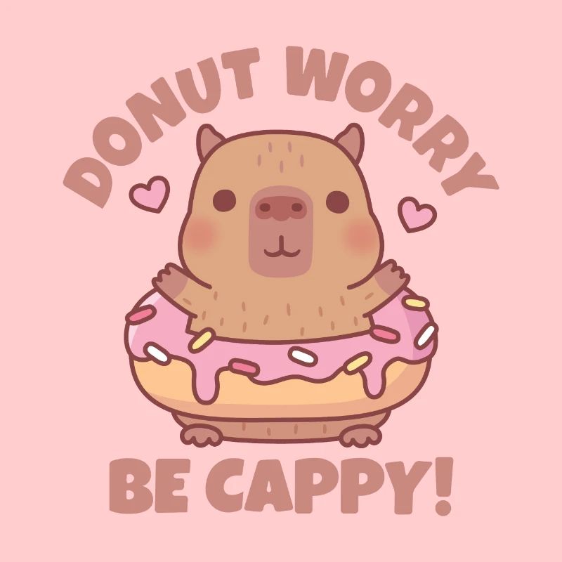 Mignon Capybara Donut Worry Be Cappy Citation Drôle