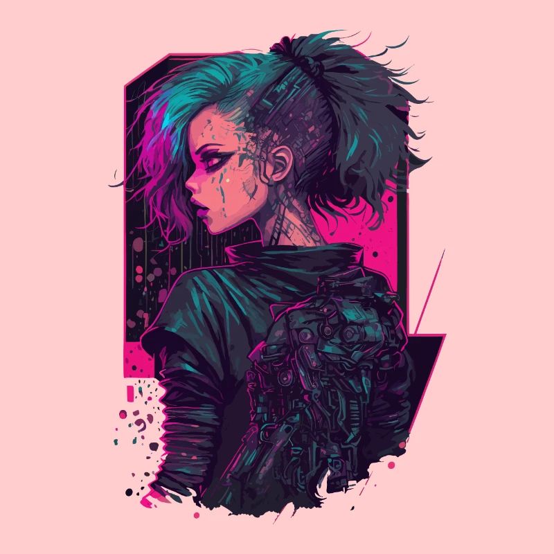 Coole digitale Illustration einer Punk-Dame