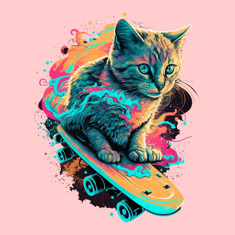 Skateboard Katze