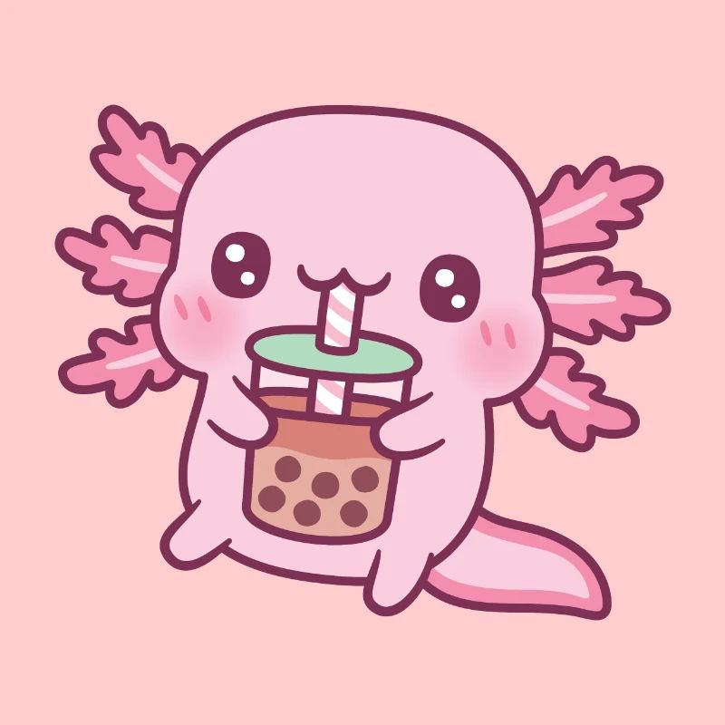 Niedlicher Axolotl Trinken Bubble Tea
