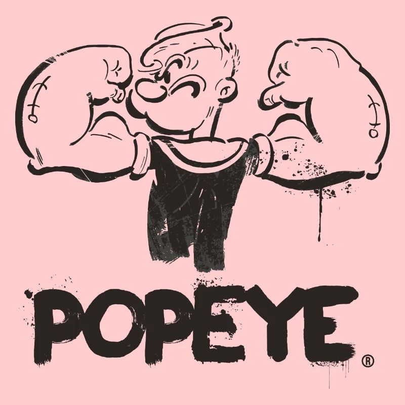 Popeye Frowning Flexing Muscles