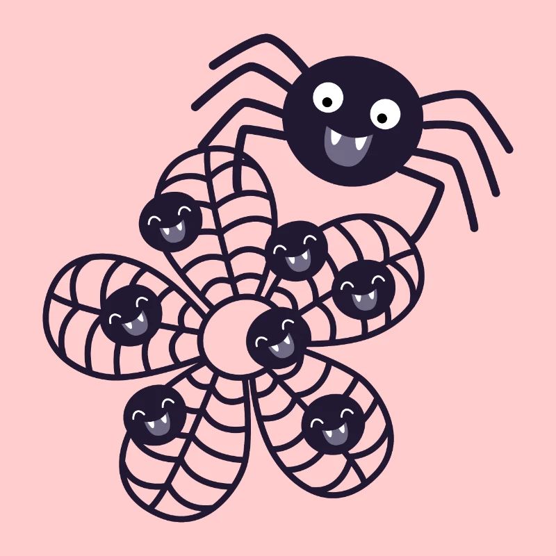Araignée avec toile d’araignée avec bébés araignées