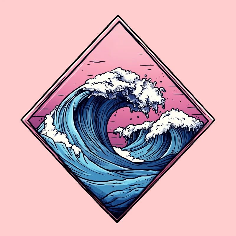 wave logo, diamond shape, ocean design