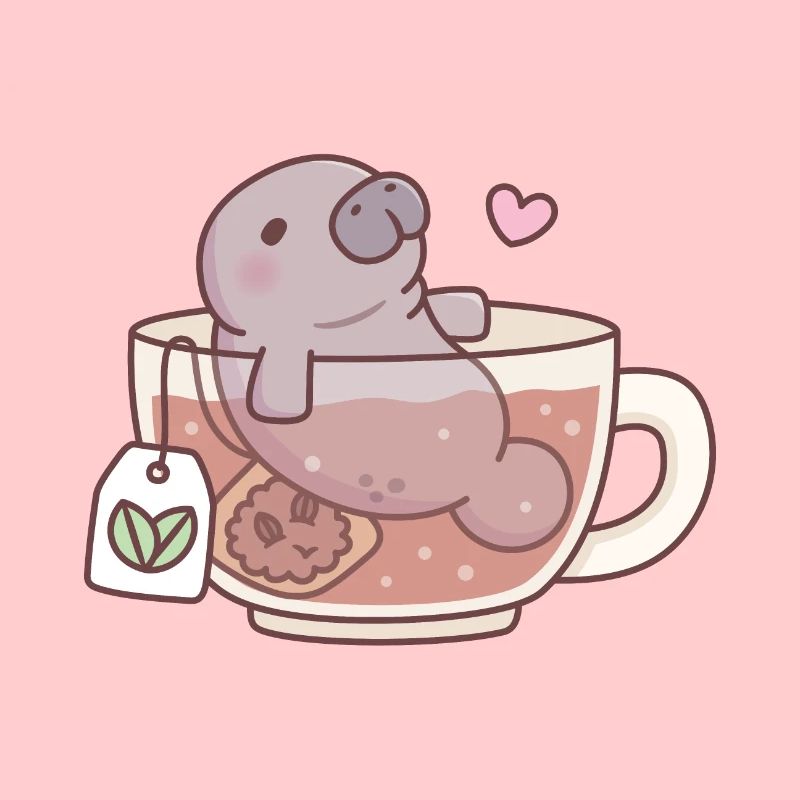 Funny Manatee Chilling In Tea Cup