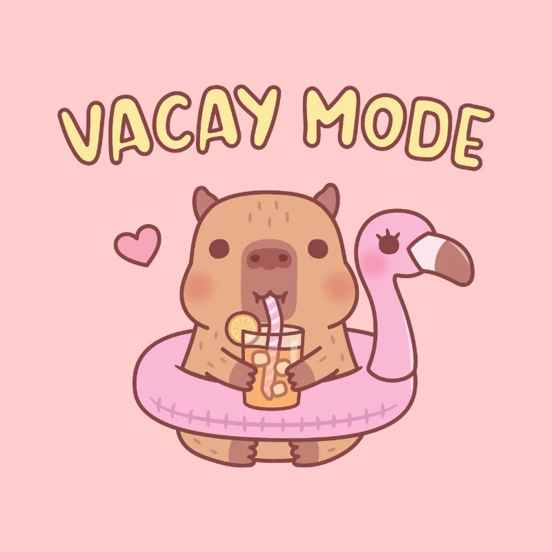 Süßes Capybara in Flamingo Pool Float, Vacay Modus