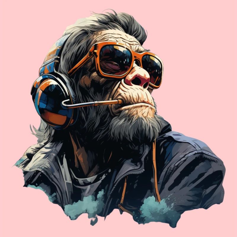 Gamer Chimp with headset