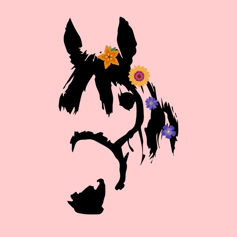 Pferd Motiv mit Blumen