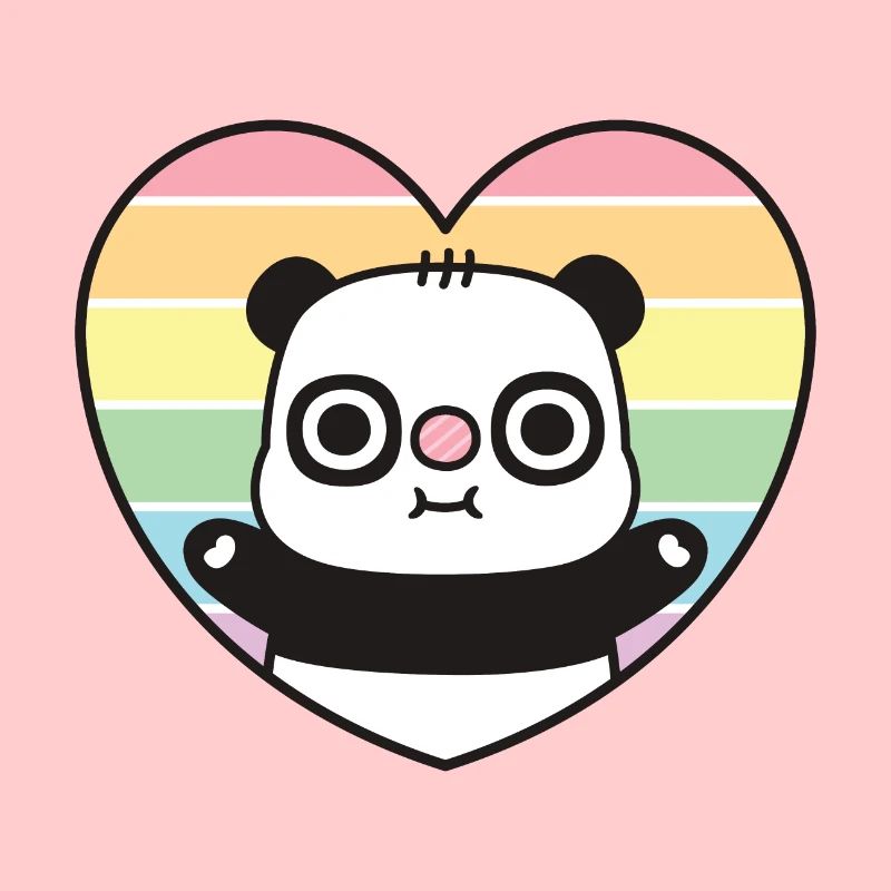 Süßes Panda Regenbogenherz