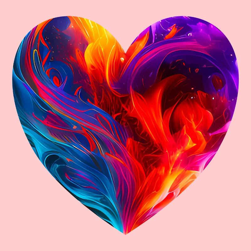 Cœur coloré avec feu