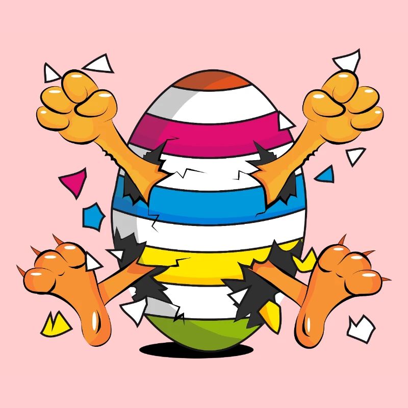 Poussin drôle dans un motif de dessin animé Easter Egg