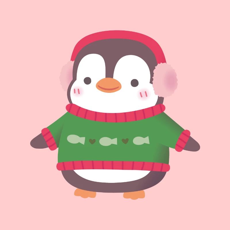 Süßer Pinguin mit Fischpullover