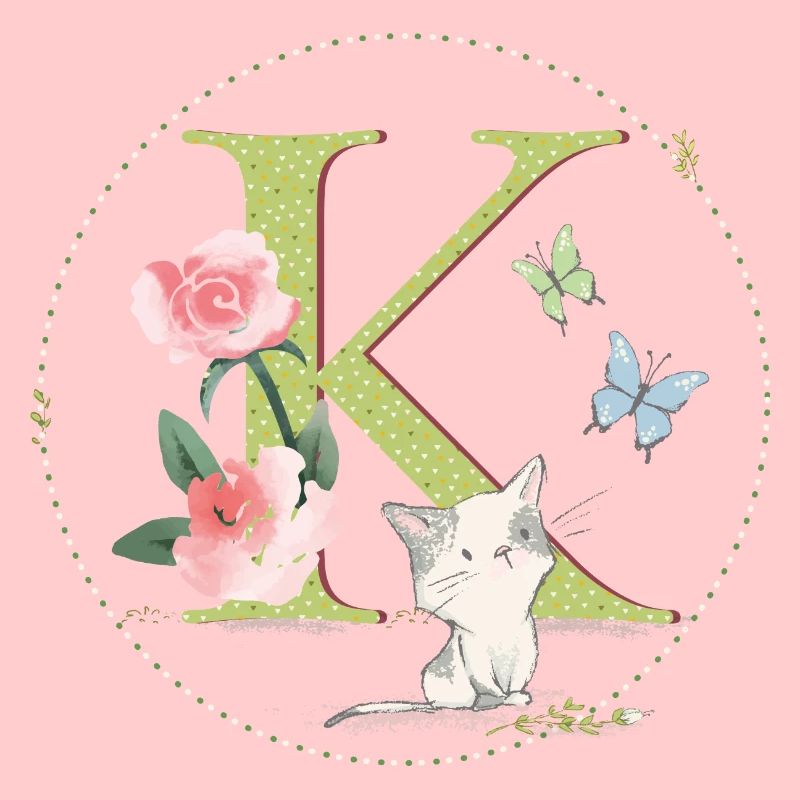Anfangsbuchstabe K mit Katze