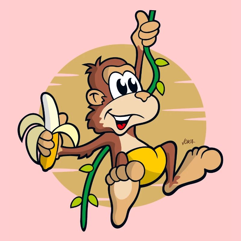freches kleines Comic-Äffchen mit Banane
