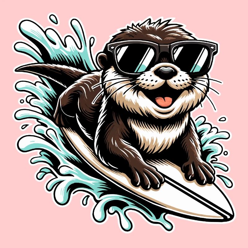 Lustiger surfender Otter mit Sonnenbrille