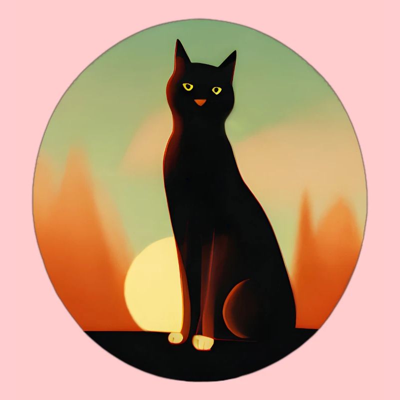 Elegant silhouette summer sunset cat