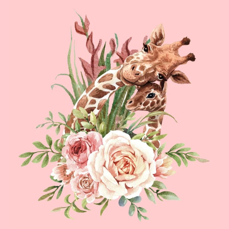 KOLLEKTION AQUARELLE GIRAFFE MIT IHRER BRUT