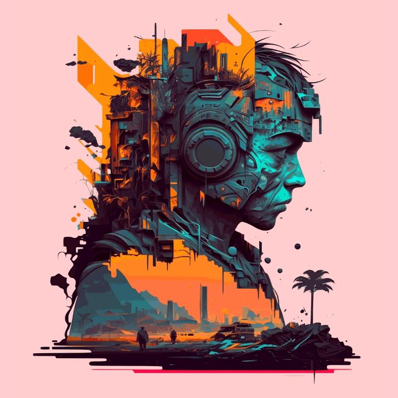 Sci-Fi Artwork der Spitzenklasse mit Cyborg