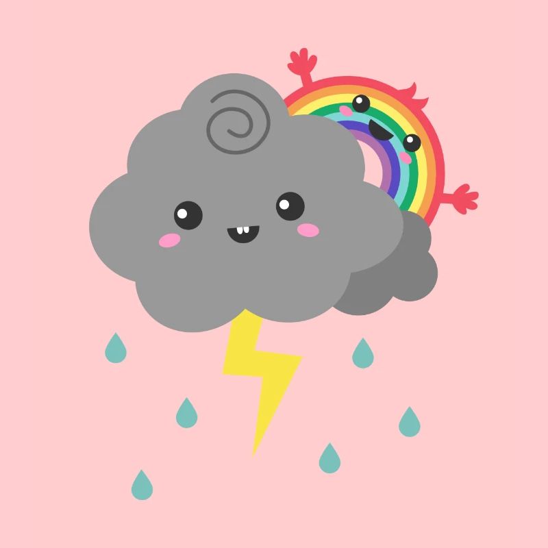 Cute Rainbow Hiding Behind Thunderstorm Cloud