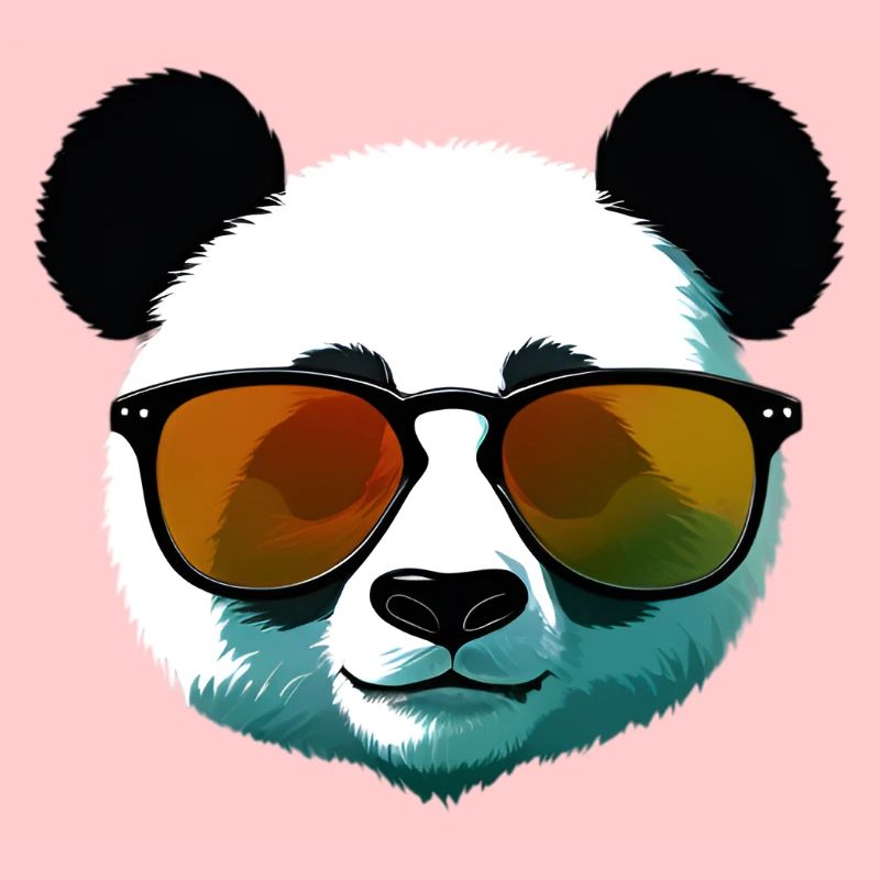 Dégradé de panda avec lunettes de soleil
