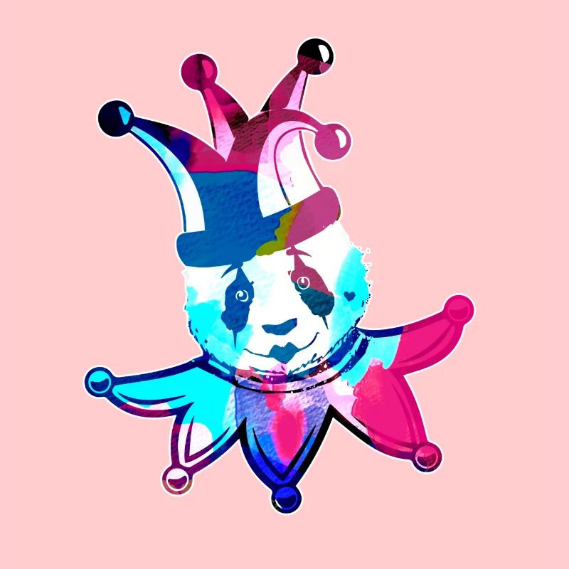 arlequin, panda, illustration, pantomime, panda coloré