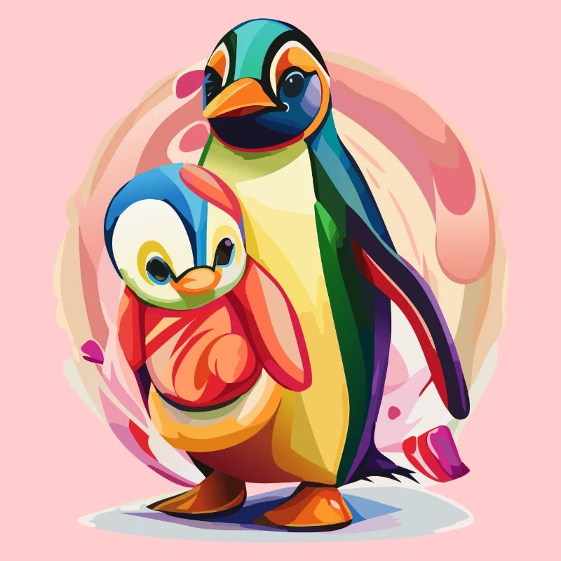 Pingouin mère et bébé