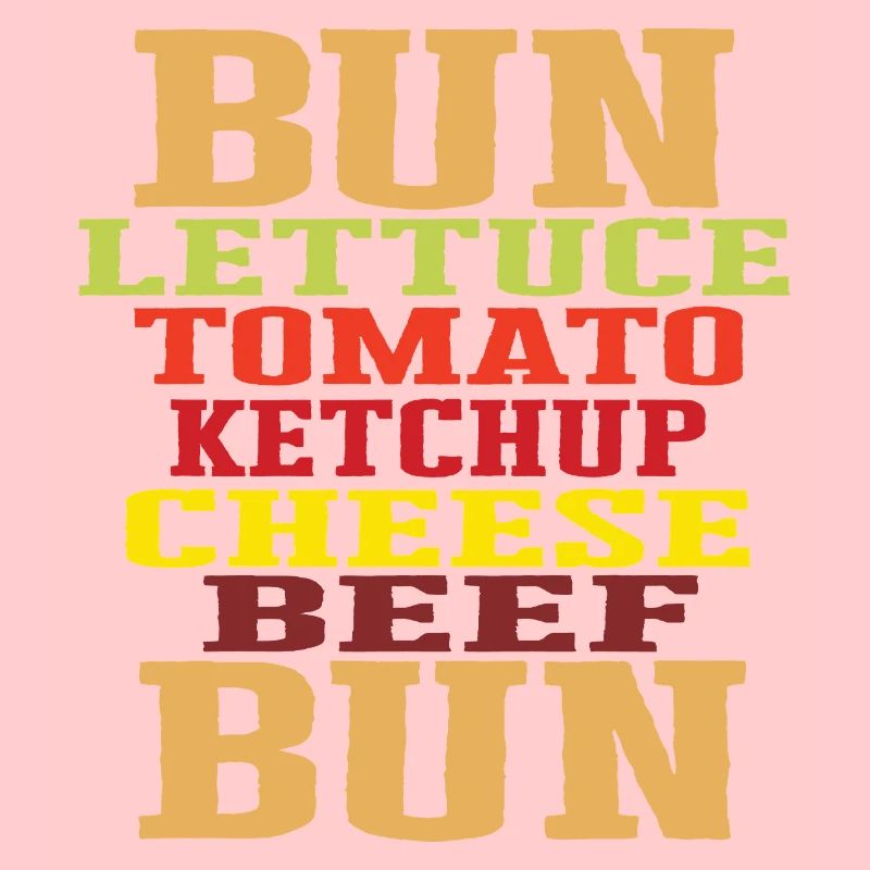 Burger Ingrédients Typographie Construction du cheeseburger