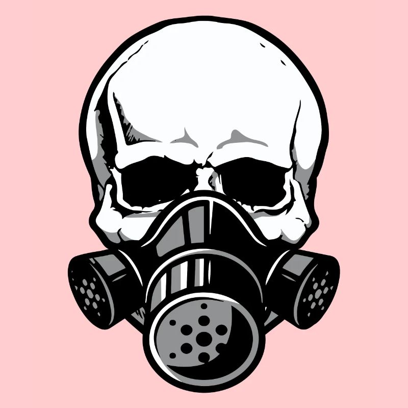 Crâne avec masque à gaz