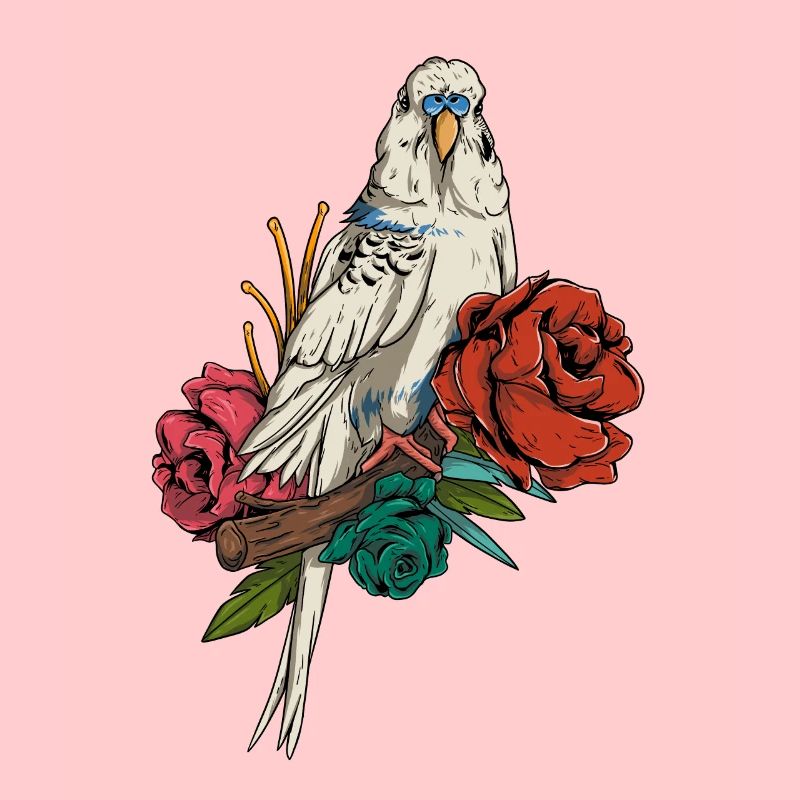 Perruche &Fleurs - Mignon Nature Budgerigar Bird