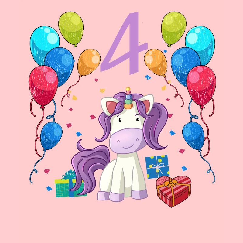 Geburtstagsshirt Einhorn Mädchen 4 Jahre