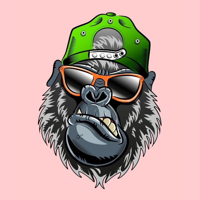 Gorilla oder Affe mit Baseball Kappe, Sonnenbrille