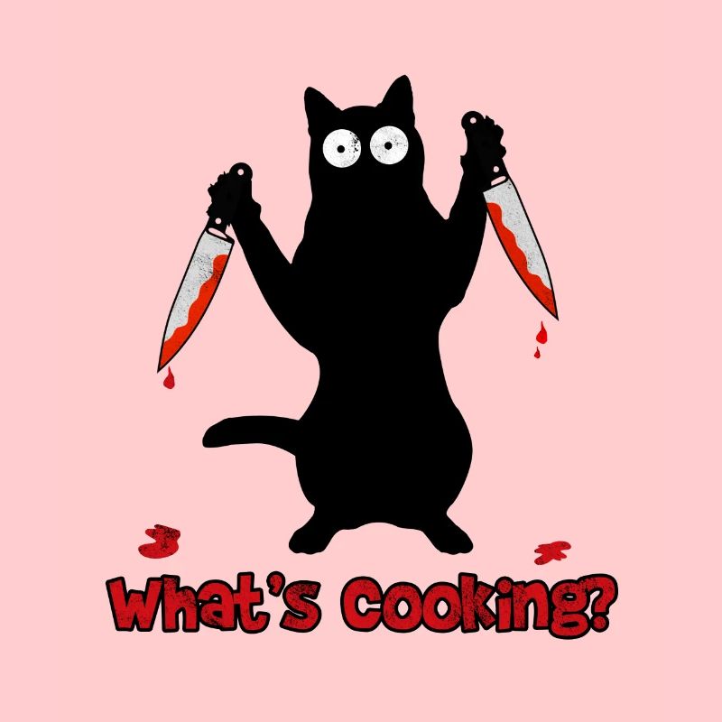 Chef cat with kitchen knife