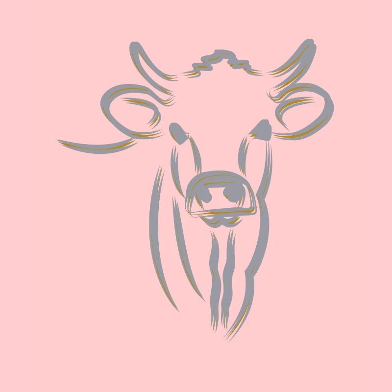 SILHOUETTE DE VACHE ARGENTÉE, MINIMALE