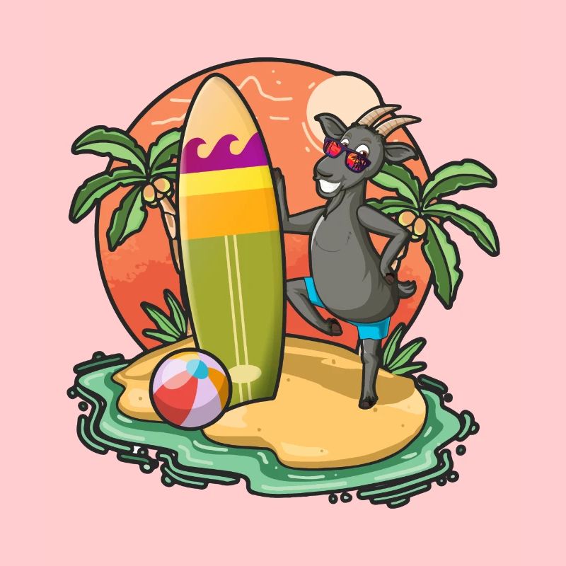 Drôle de chèvre Surf Lovers Cool Planche de surf Jeu de mots