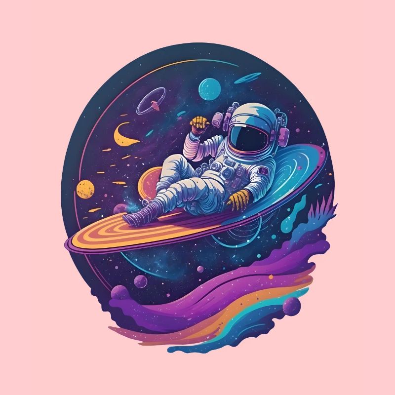 Un astronaute se détend sur un disque vinyle dans l’espace