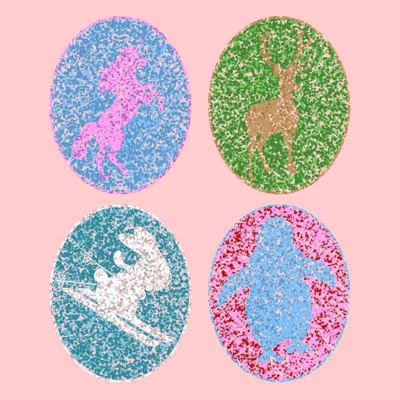 Einhorn, Hirsch, Hase, Pinguin, Schattenfigur