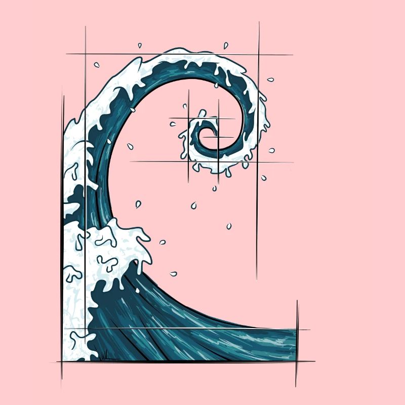 Fibonacci Spiral Golden Ratio Surfer Wave