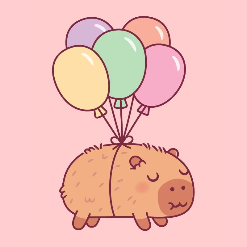 Süßes Capybara mit Luftballons