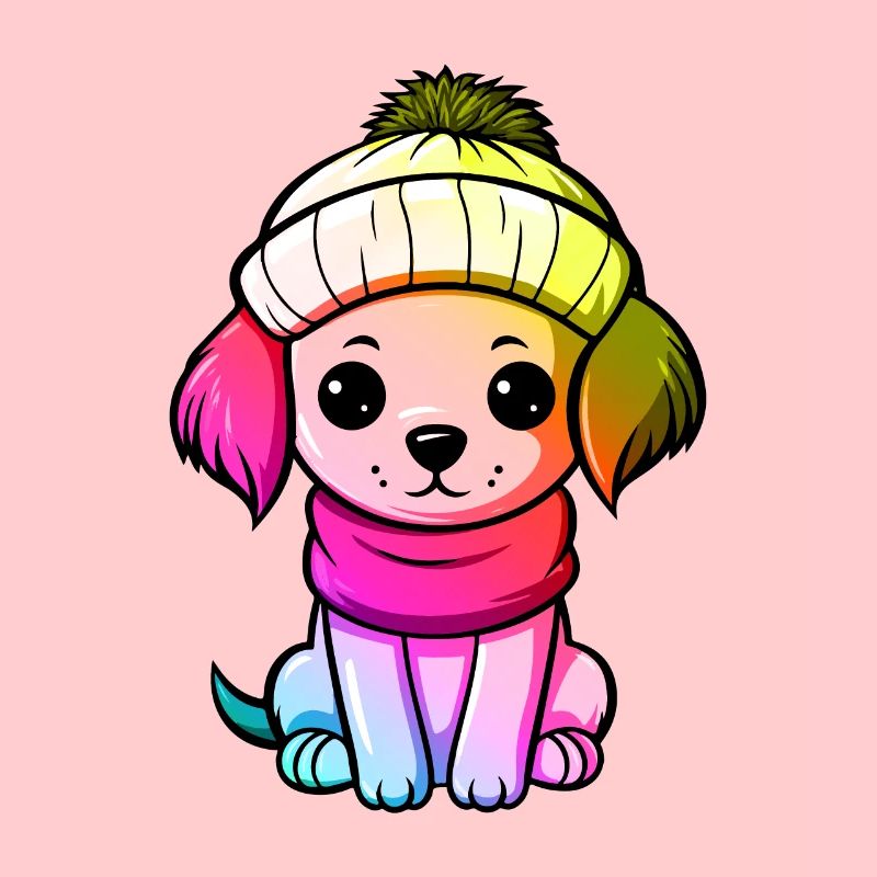 Hund Winter Tier Bunt Comic