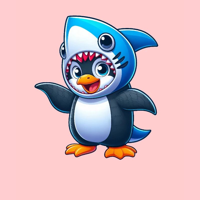drôle pingouin requin carnaval dessin animé