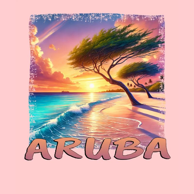 Aruba Eagle Beach Coucher de soleil Palmiers Grunge