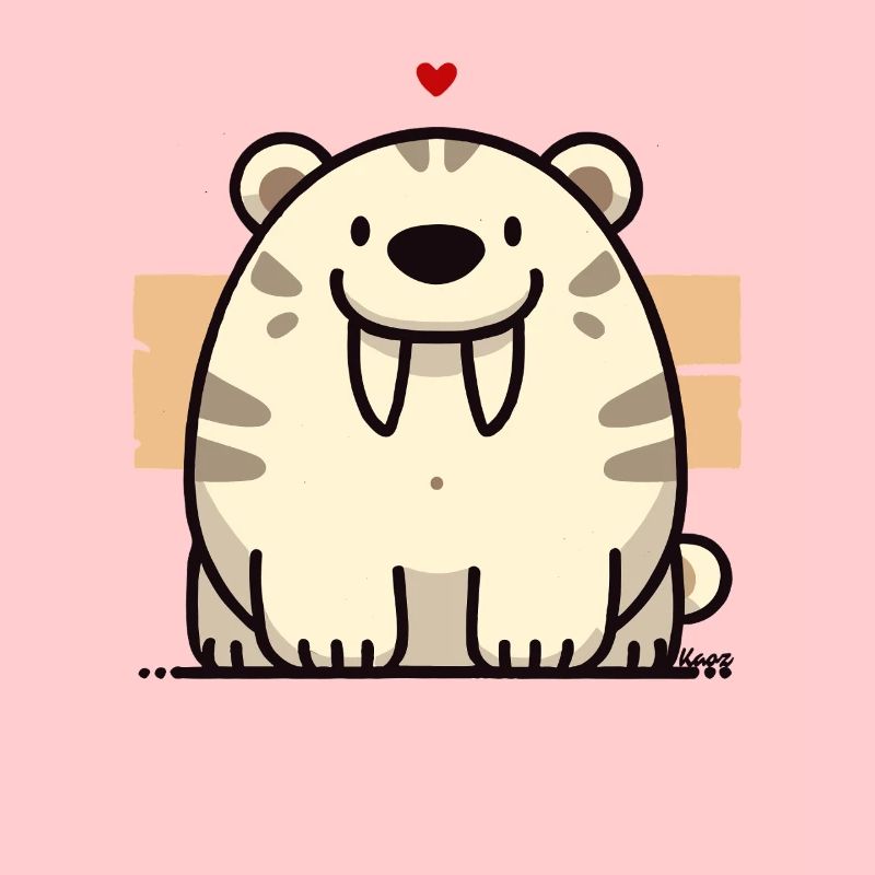 Cuddly Sabertooth Tiger with Heart